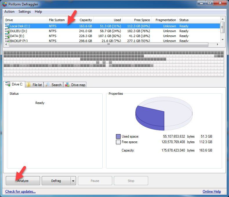 máy tính chậm, chạy chống phân mảnh ổ cứng