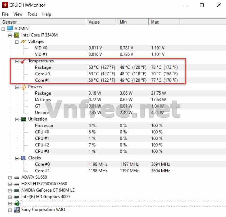 Kiểm tra nhiệt độ CPU máy tính