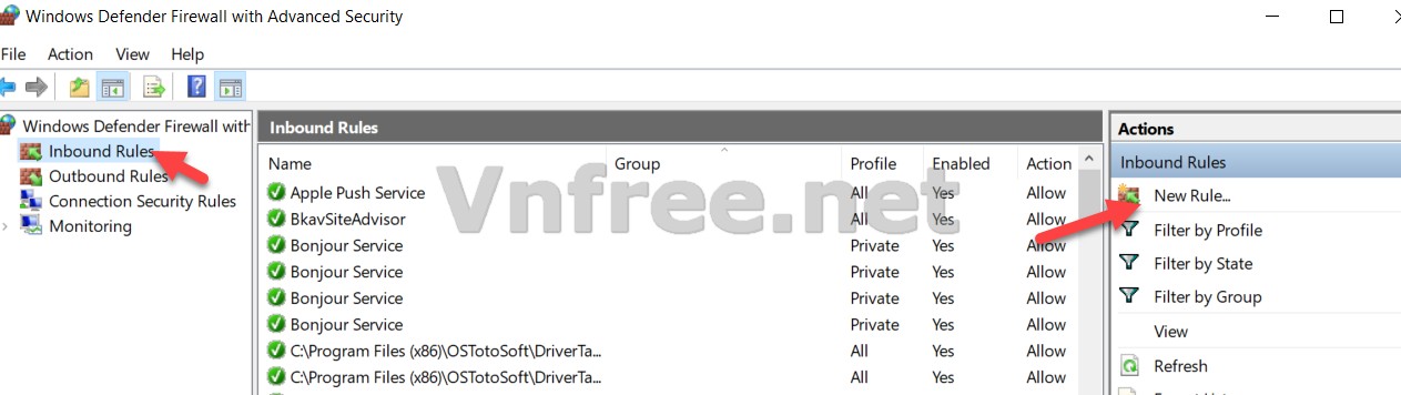 Mở Port trên Windows Firewall