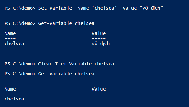 Clear-item trong PowerShell