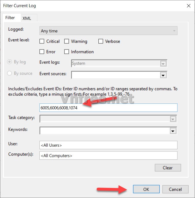 Kiểm tra thời gian tắt mở máy tính bằng Event Viewer