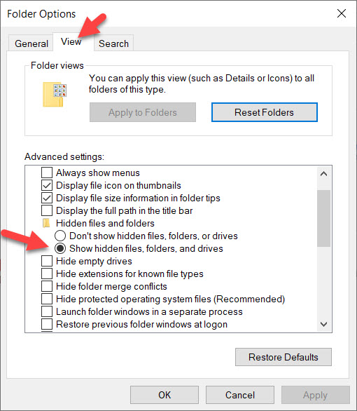 Hiện file ẩn trên Windows