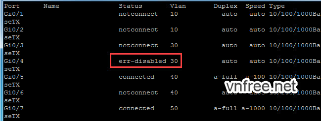 Sửa lỗi Port bị trạng thái err-disable