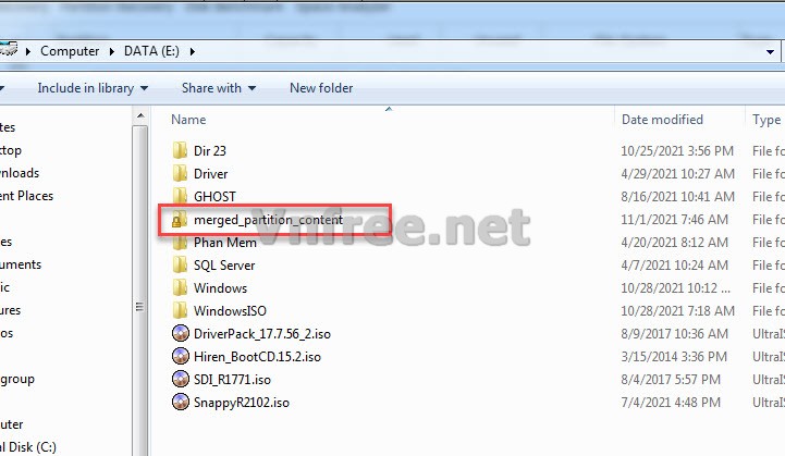 Gộp phân vùng không làm mất dữ liệu