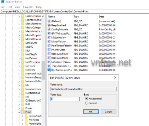Cách sửa lỗi Windows cannot connect to printer 0x0000011b