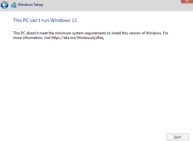Sửa lỗi This PC can’t run Windows 11
